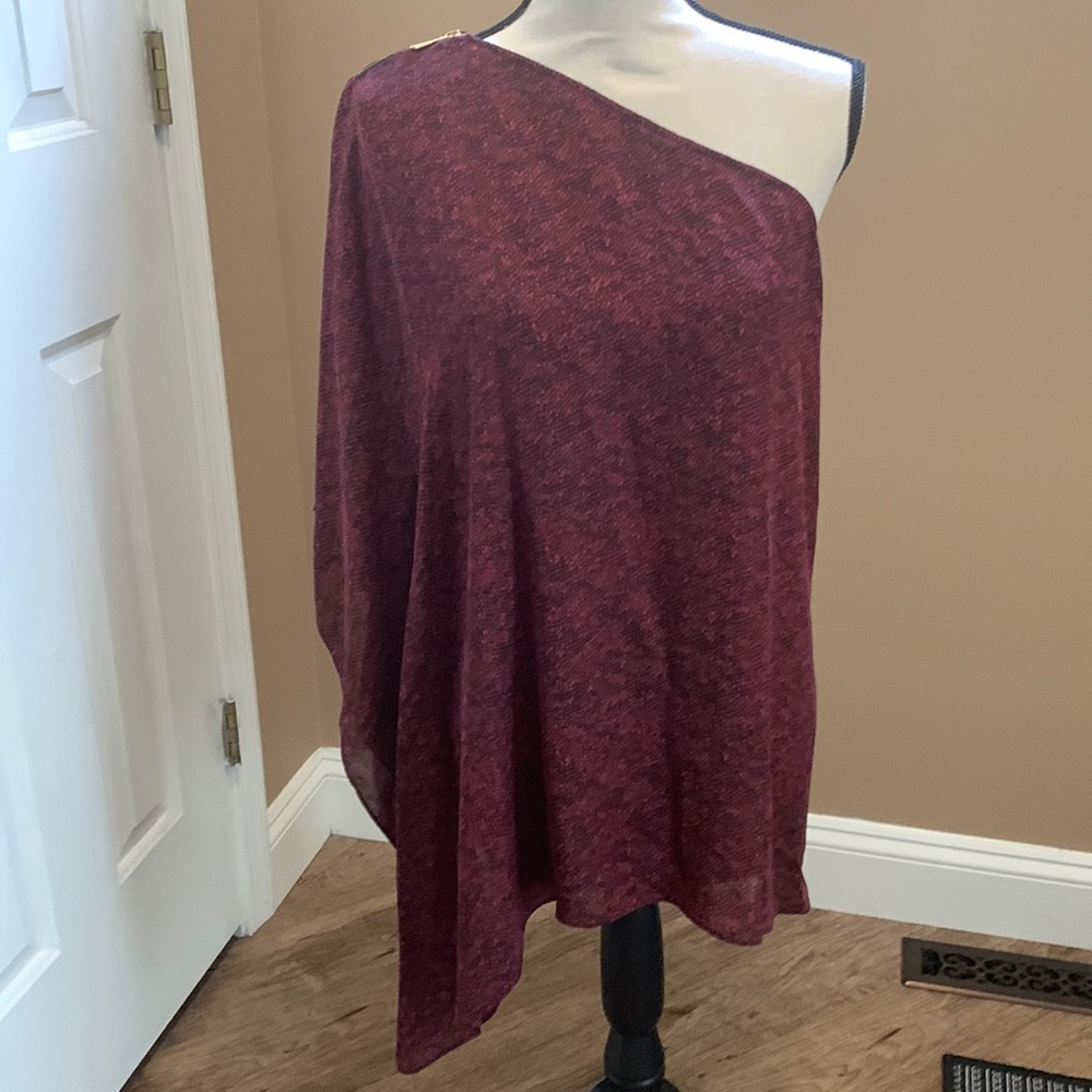 Michael Kors one shoulder drape sleeve blouse L/XL